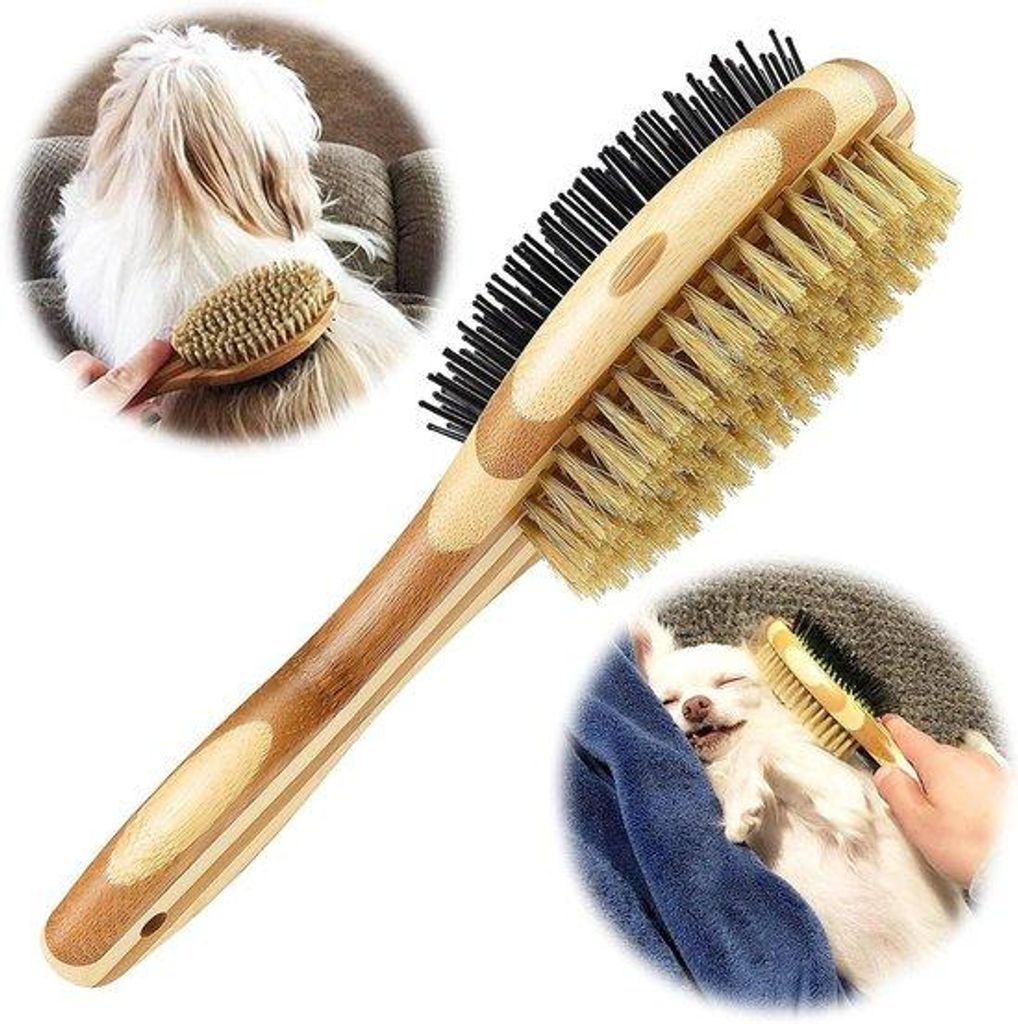 Doppelbürste für Haustiere, grau, 2in1, zum Entfernen von Knoten und losen Haaren