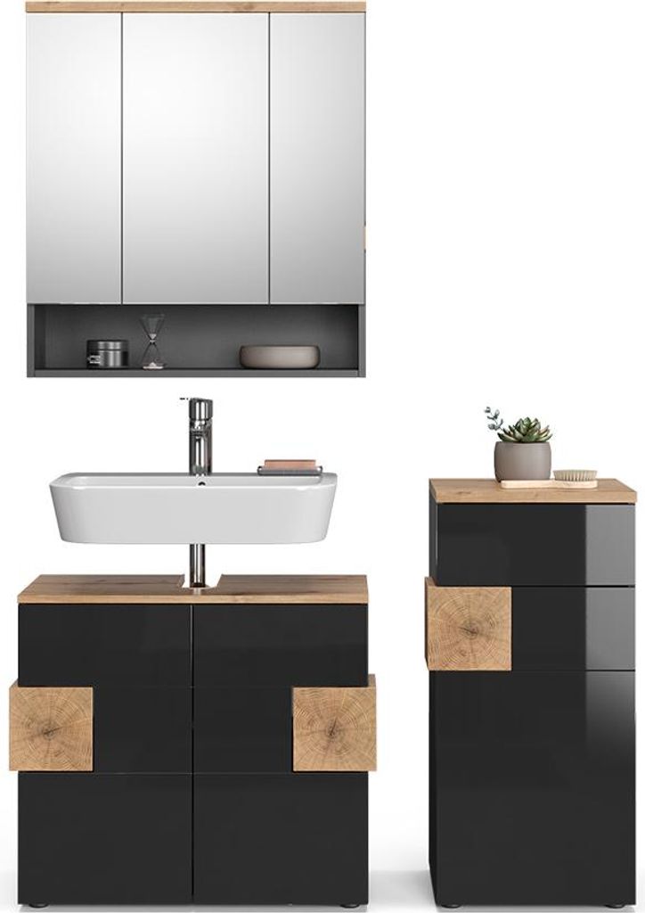 Badmöbel-Set Vicco Eden Anthrazit 3 Teile, Model 36923 Produktbild 
