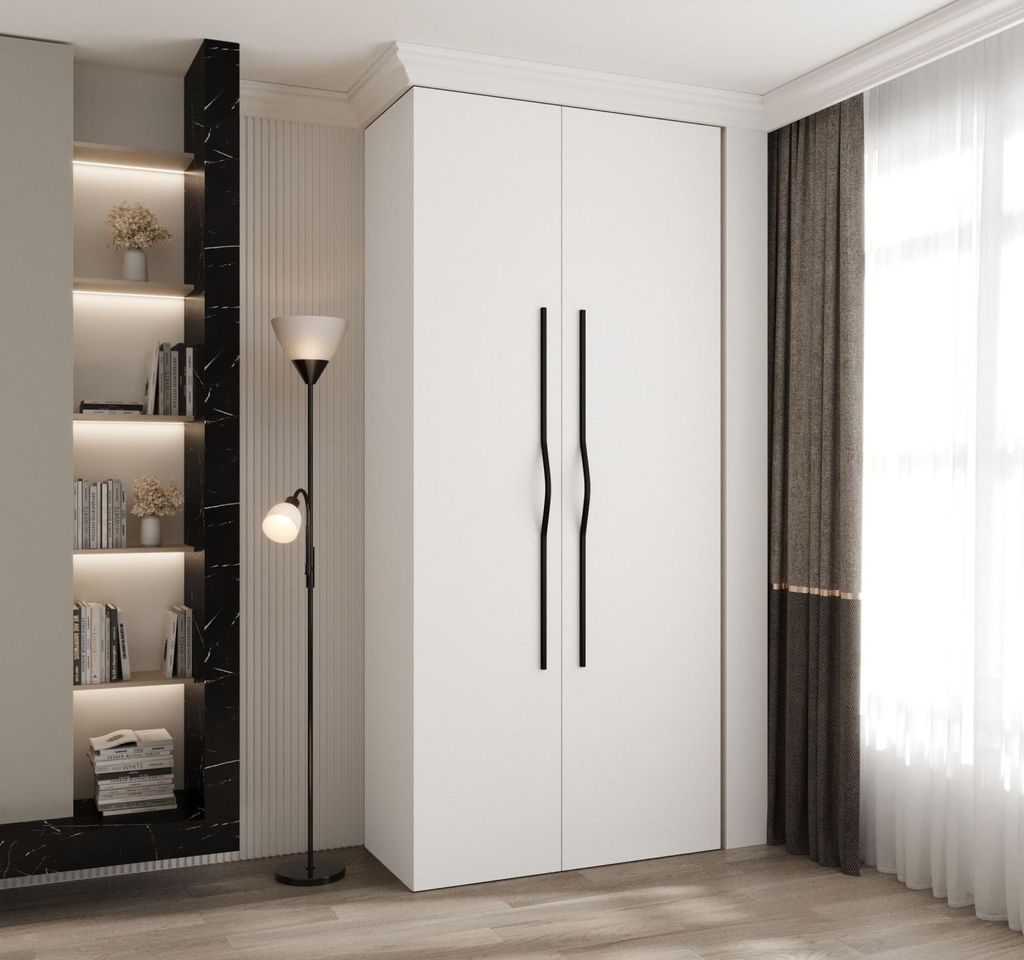 Kleiderschrank mit Regalböden 110/40 LORENA 2 - weiß/schwarz