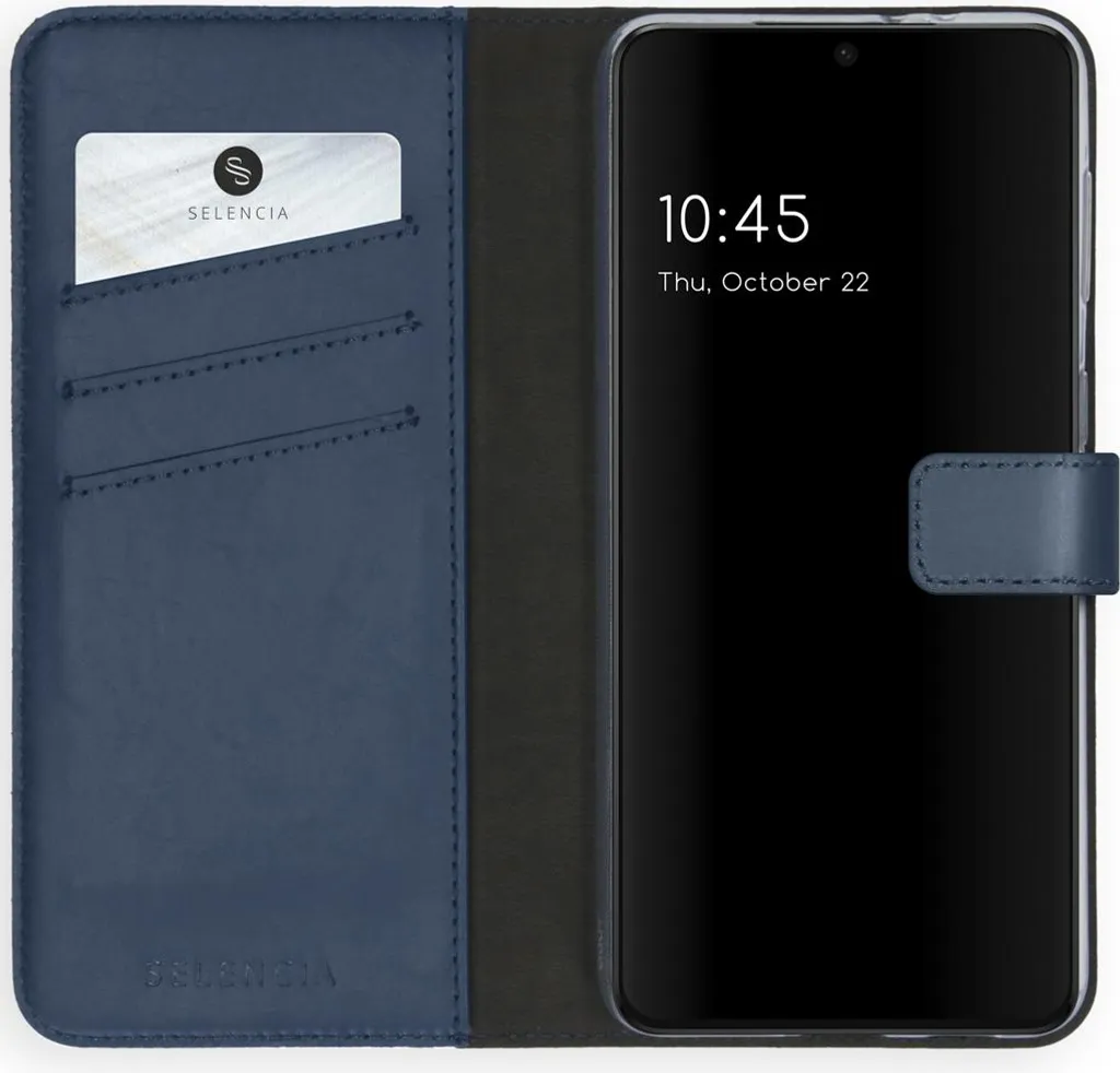 Cover Samsung S21 Plus Selencia Vera Pelle Blu - Slim Book Case