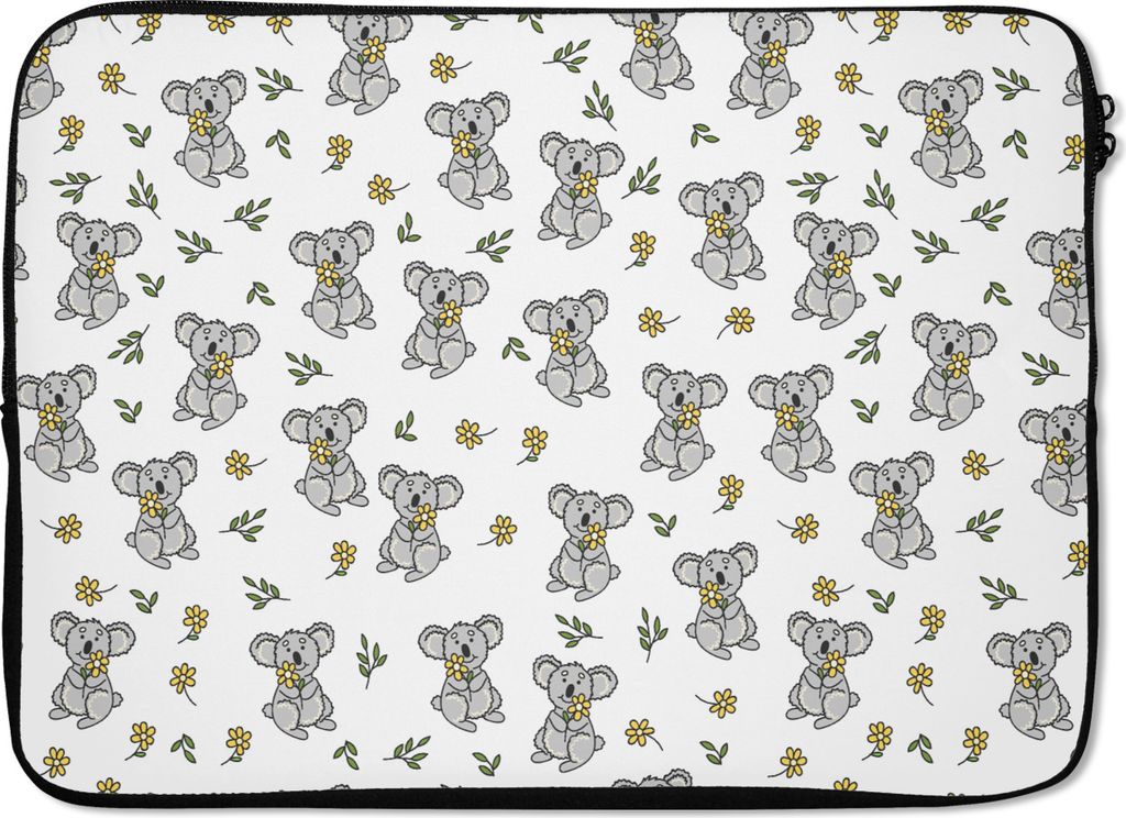 MuchoWow Laptop Hülle 14 ZollKoala - Blumen - Muster - Kind Laptoptasche - Laptoptasche - Stoßsicher - Schutzhaube