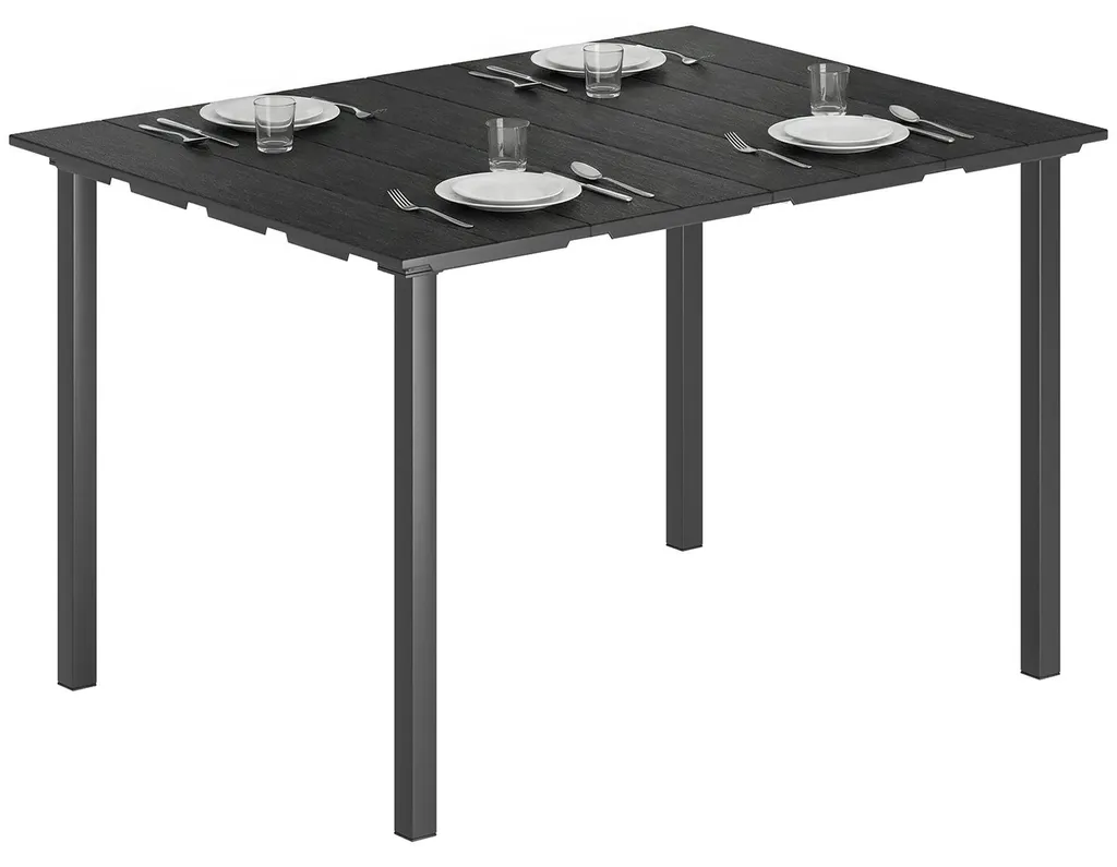 Table de repas extérieur pour terrasse et jardin noir mat en PEHD 180cm