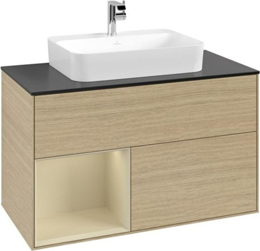 V&B Waschtischunterschrank Finion 100, Pl b m, Reg li si Gr m Lac, Oa ven