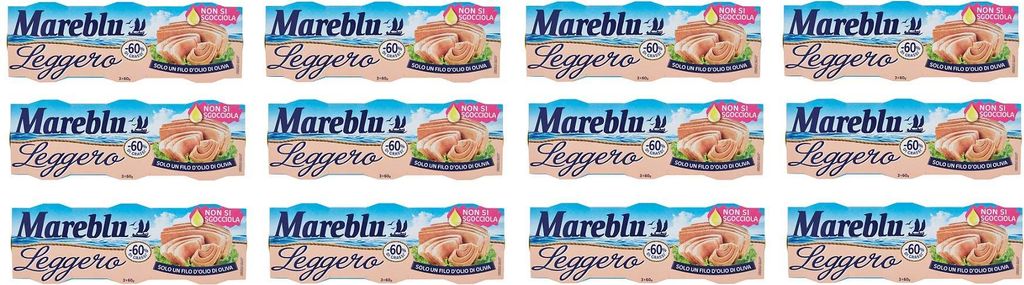 12x Mareblu Tonno Leggero Thunfisch mit etwas Olivenöl -60% Fett Thunfisch konserven ( 3 x 60g )