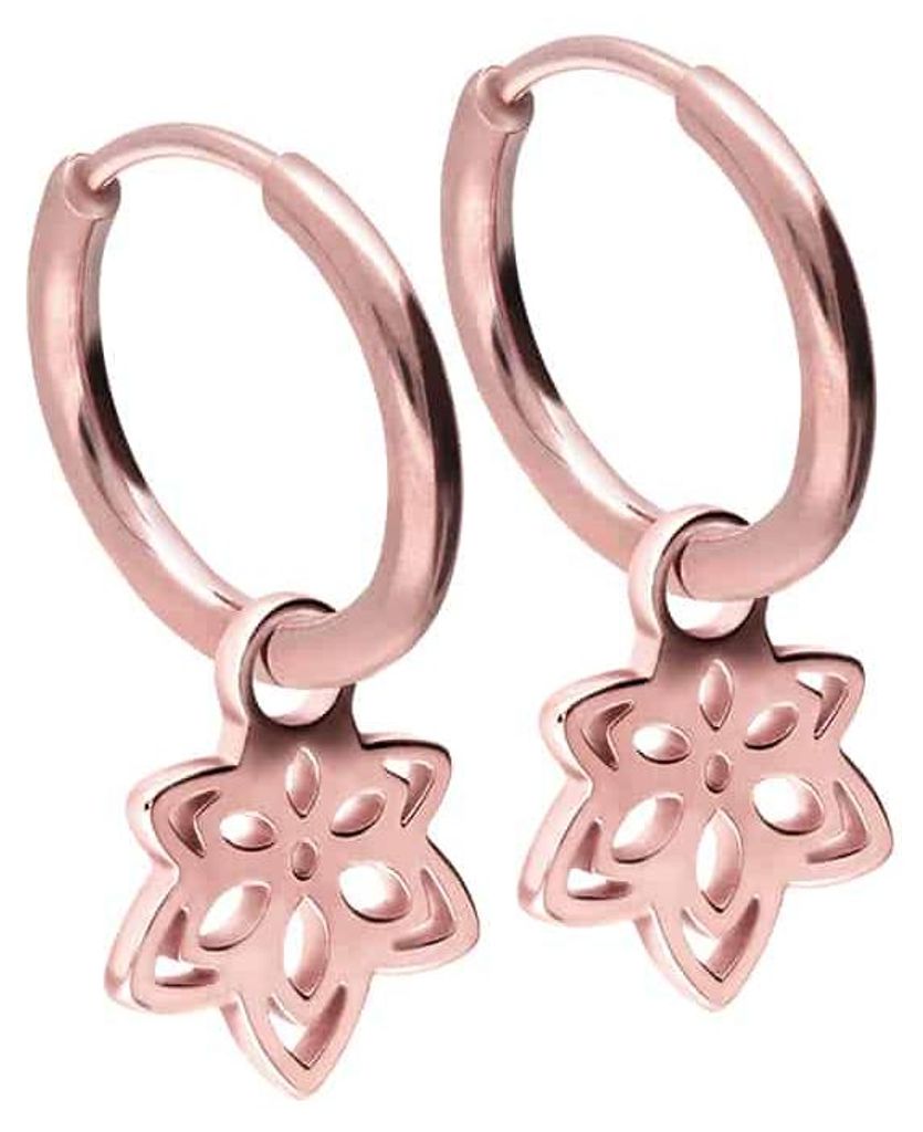 Chirurgenstahl Ohrclicker Creolen BLÜTE RoséGold Innendurchmesser: 10mm + Designstärke: 1,6mm