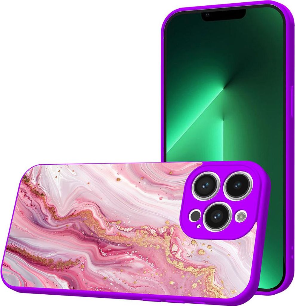 Smartphonica Handyhülle Geeignet für iPhone 13 Pro Max mit Pink Marble Druck - TPU Back Cover Case Pink Marble Design - Lila