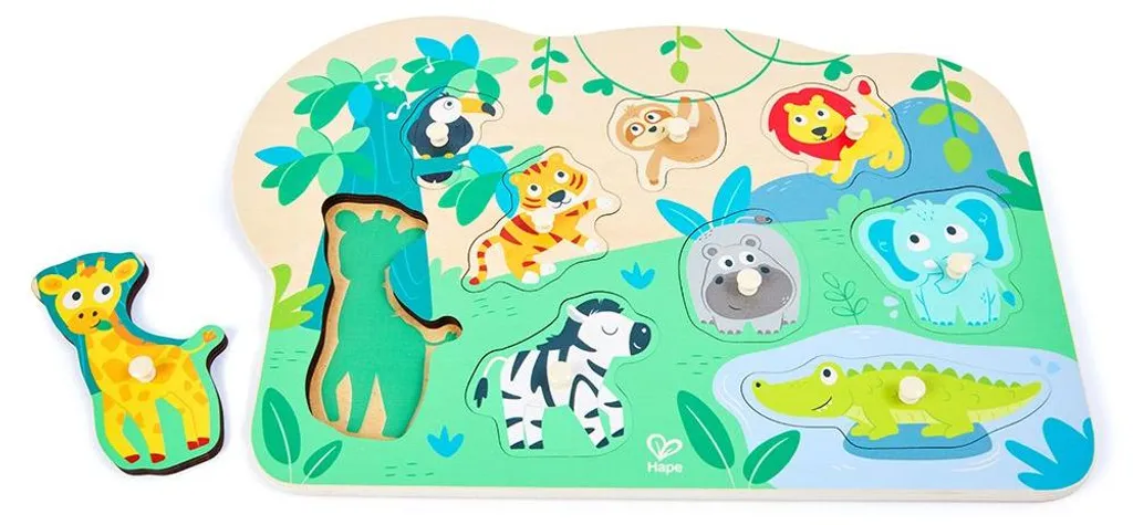 Puzzle en bois Hape Animaux Sauvages - Jeu éducatif premier âge de qualité