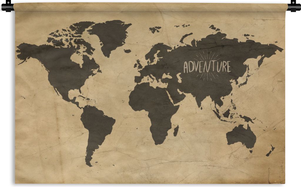 MuchoWow Wandteppich Wandbehang Weltkarte - Zitat - Vintage 60x40 cm Tapisserie Dekoration Wandtuch - Wanddekorationen