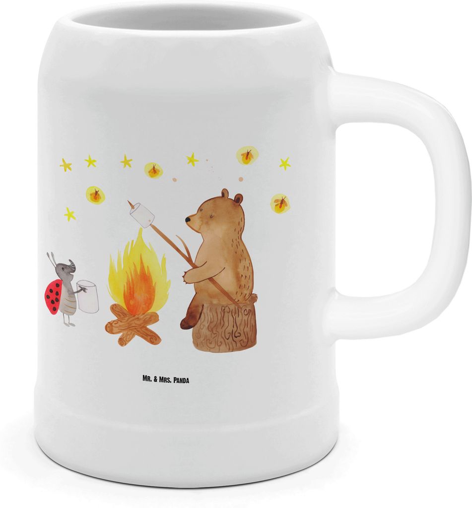 Mr. & Mrs. Panda Krug Bär & Marienkäfer Lagerfeuer - Weiß - Geschenk, Bier Seidel, Humpen, Teddy, Bierhumpen, Steinkrug