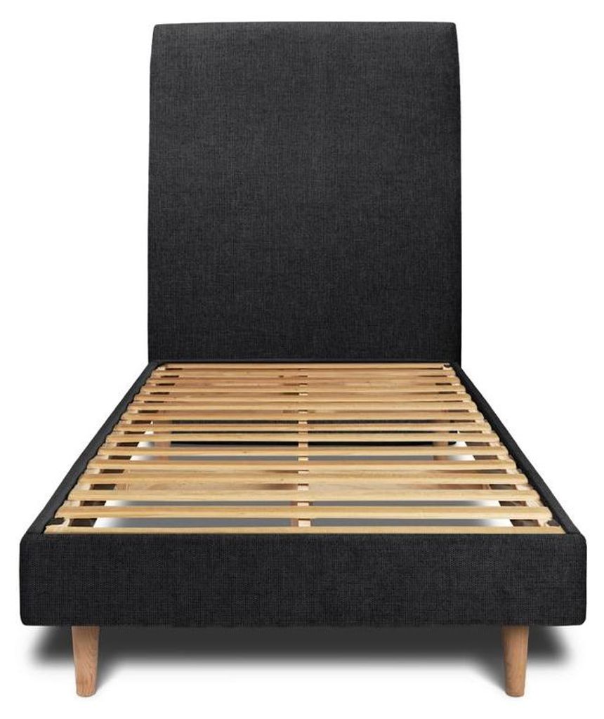 Bett mit gepolstertem Kopfteil – Basketweave-Stoff - 90 x 190 cm