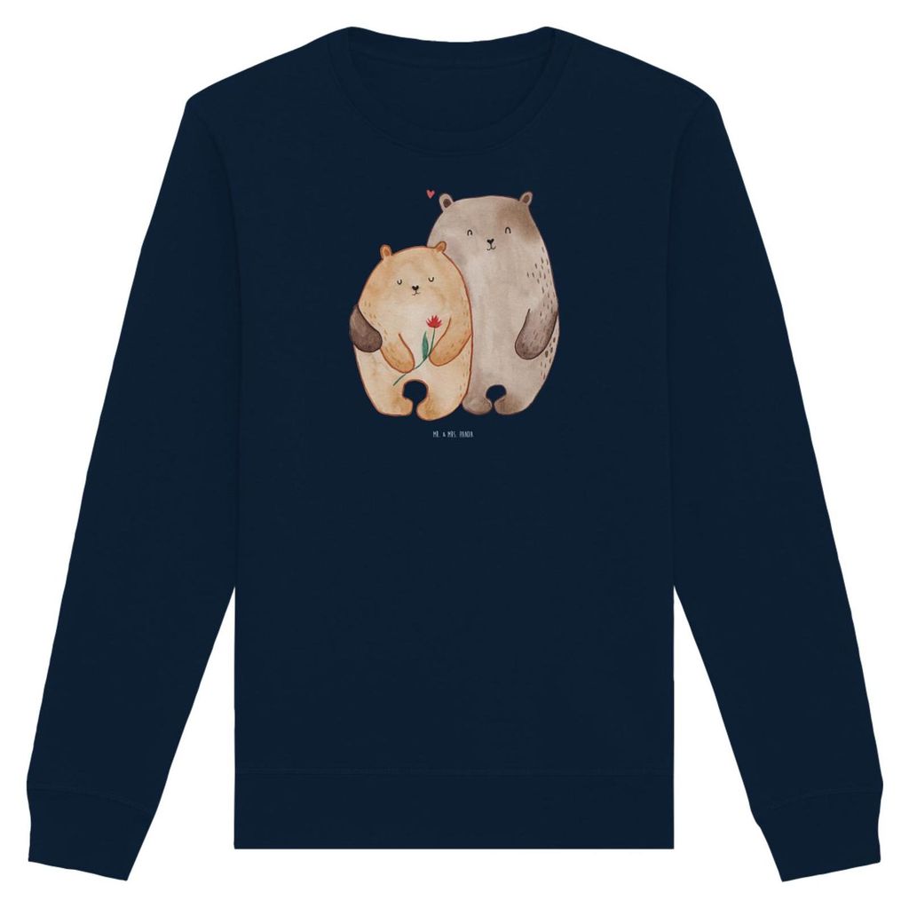 Mr. & Mrs. Panda Nachhaltiger Pullover Bären Liebe Größe M - French Navy - Geschenk, Kuscheln, Bio-Pullover, Sweater, Sweatshirt, Hochzeit, Bär...