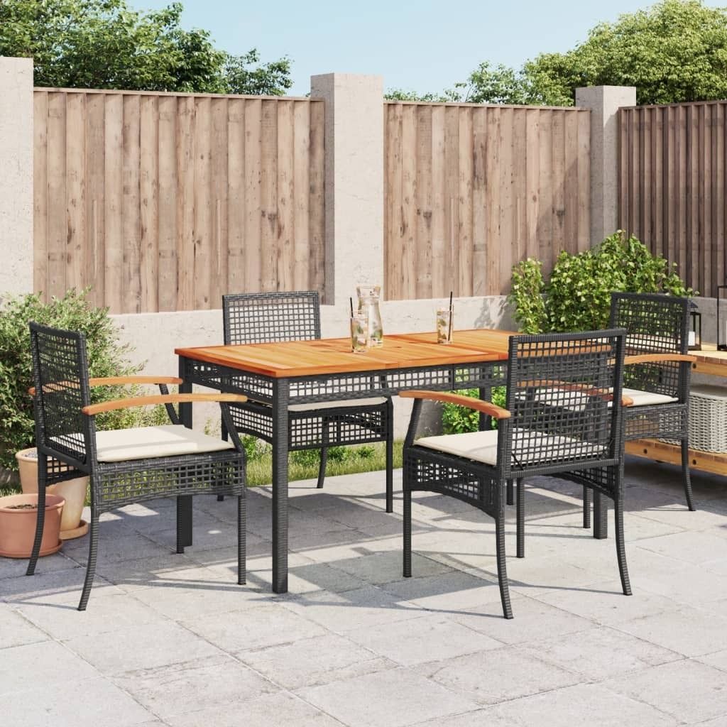 Maison Exclusive - 5-tlg. Garten-Essgruppe mit Kissen Schwarz Poly Rattan