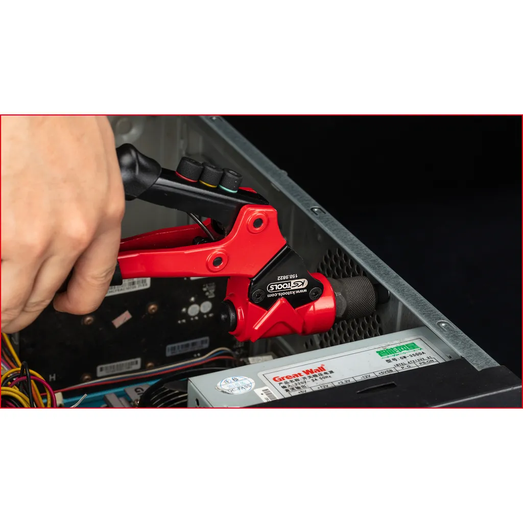 Jeu de pinces à riveter 3 en 1 pivotantes KS Tools avec embouts interchangeables - 10