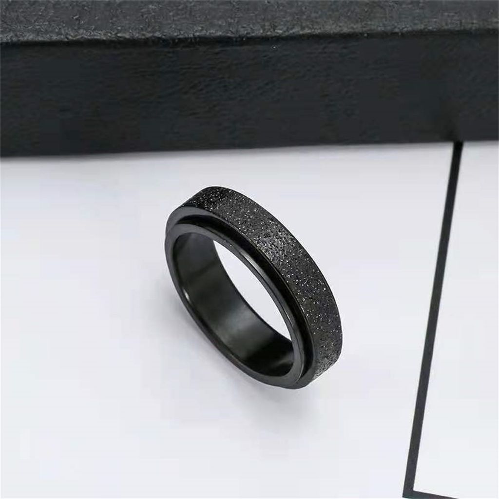 Spinner-Ring, Uni, beliebt, stressabbauend, Sandstrahl-Finish, Anti-Angst-Fidget-Ring-Band für die tägliche Kleidung-Schwarz,US 9