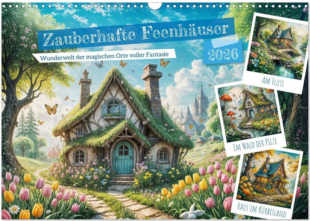 Zauberhafte Feenhäuser - Wunderwelt der magischen Orte voller Fantasie (Wandkalender 2026 DIN A3 quer), CALVENDO Monatskalender