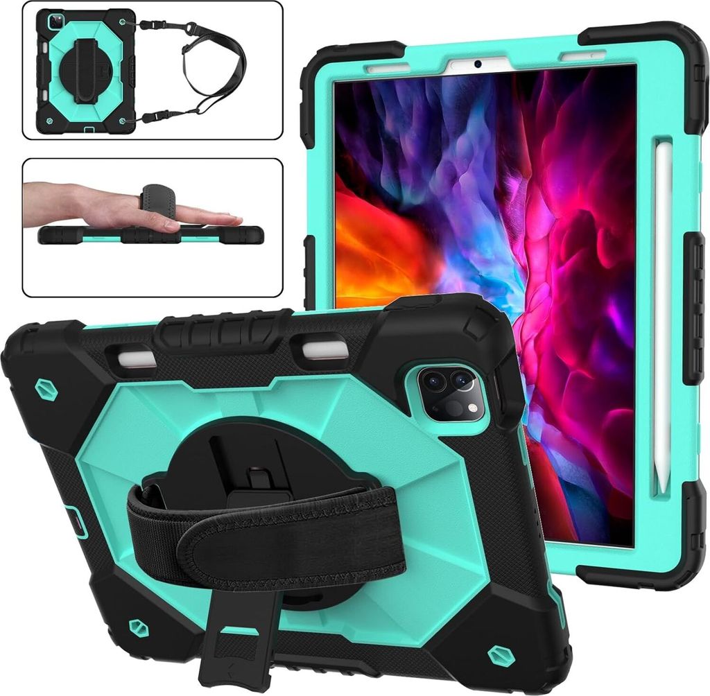 Tasche für iPad Air 4 10.9" mit Ständer und Schultergurt Mint
