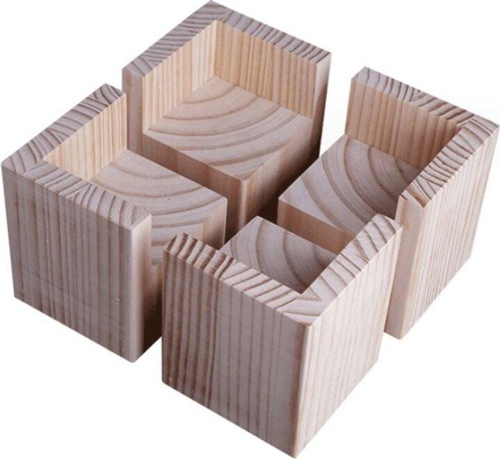 Set mit 4 Bettfüßen, Möbelheber aus Holz für schwere Möbel