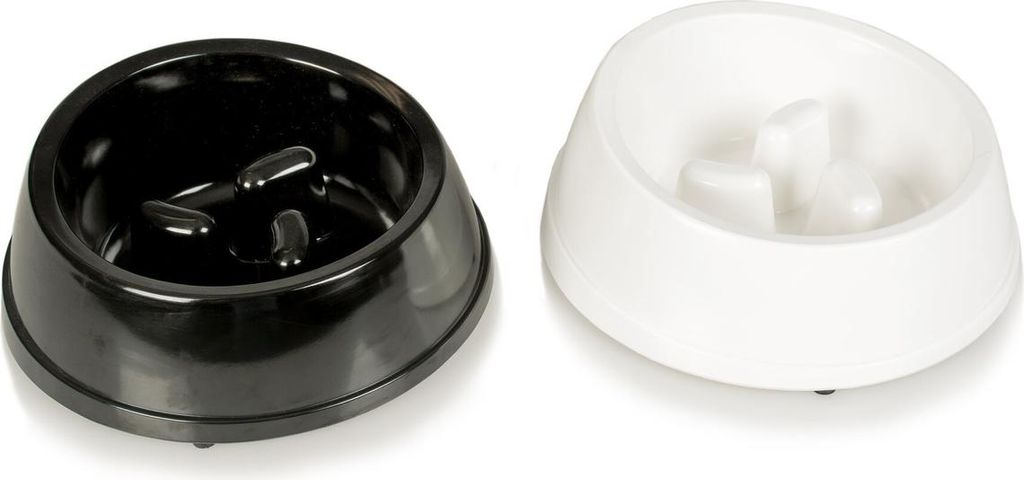 Duvo+ Futternapf Melamine Glossy Anti-Schling schwarz/weiß, Maße: Ø 16,5 cm