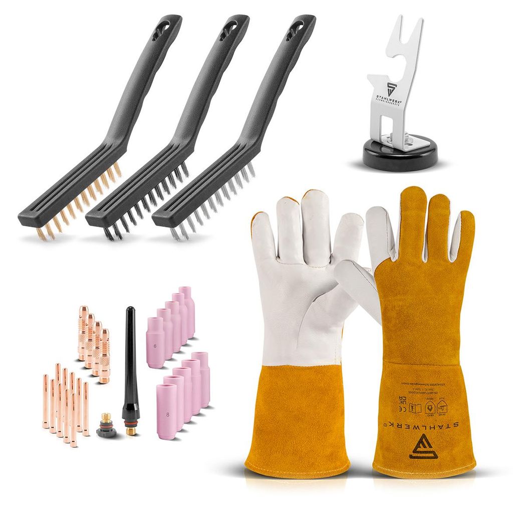 STAHLWERK WIG Set Brennerhalter Magnet WP-26 Verschleißteile Handschuhe Bürsten