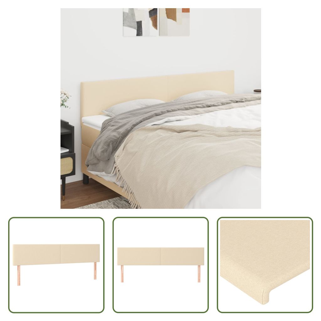 The Living Store Kopfteile 2 Stk. Creme 100x5x78/88 cm Stoff