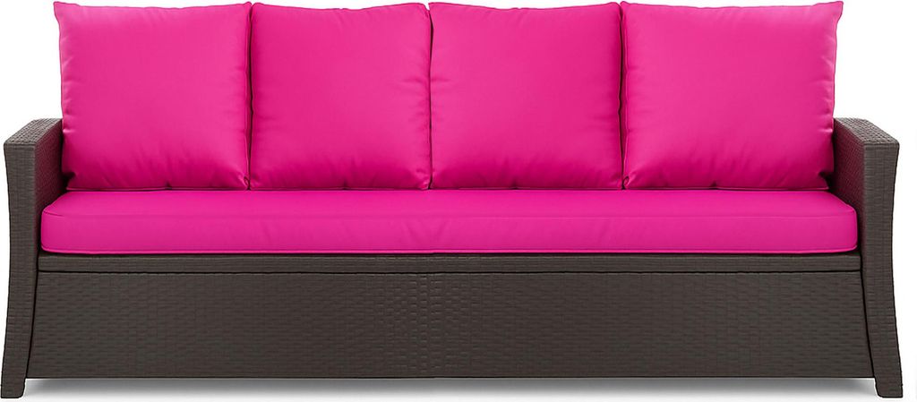 Gartenkissen Set rosa – 180x50 + 4x50x56 cm Gartenkissen für ein 2-3-Sitzer-Sofa Weiche Auflagen für Rattan/Polyrattan – Abnehmbare Bezüge