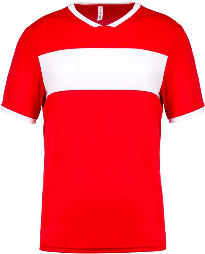 Proact Herren Sport T-Shirt Baumwolle Rundhals Kurzarm Shirt Slim Fit, Größe:XL, Farbe:Sporty Red/White
