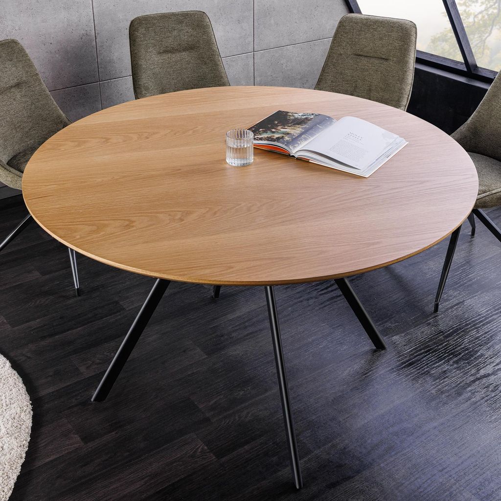 riess-ambiente Design Esstisch ATELIER rund 120cm Eiche Metall schwarz Metall Esszimmertisch Küchentisch Tisch