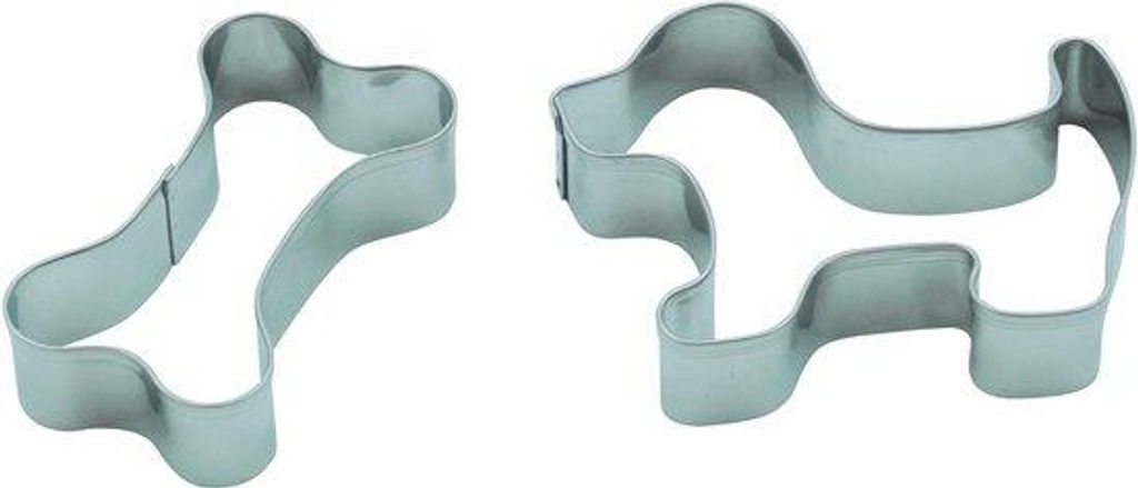 Keksform Set Hundebot aus Edelstahl, Motiv Hund ca. 5,3 cm, Roboter ca. 5,7 cm