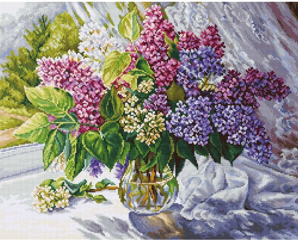 Kit point de croix fleurs avec fils Anchor et toile Zweigart Luca-S