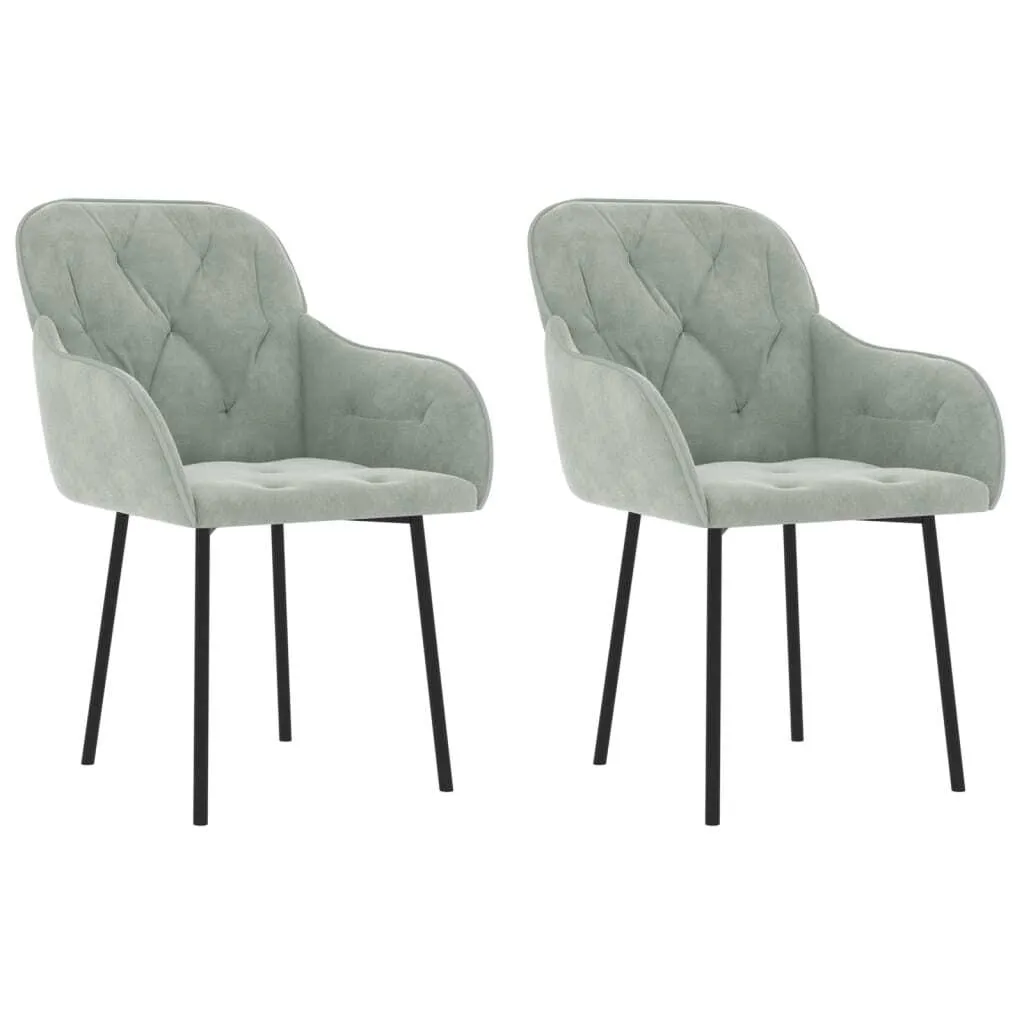 vidaXL Sedie da Pranzo 2 pz Grigio Chiaro in Velluto | Comfort Elegante