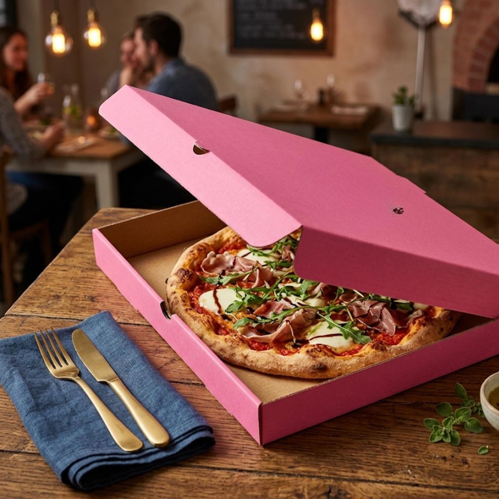 KAPAK Pizzakarton Rosa – 10 Stück, 32x32x4 Cm, Quadratische Pizzabox Aus 3-lagiger Wellpappe, Für Takeaway & Gastronomie