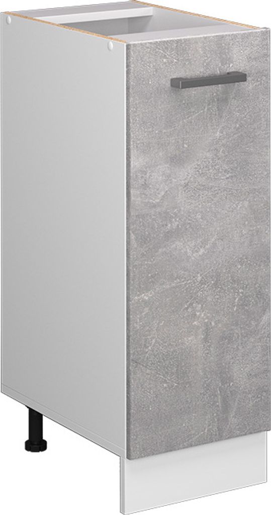 A single kitchen cabinet unit with a concrete-effect front and white sides, shown against a white background.