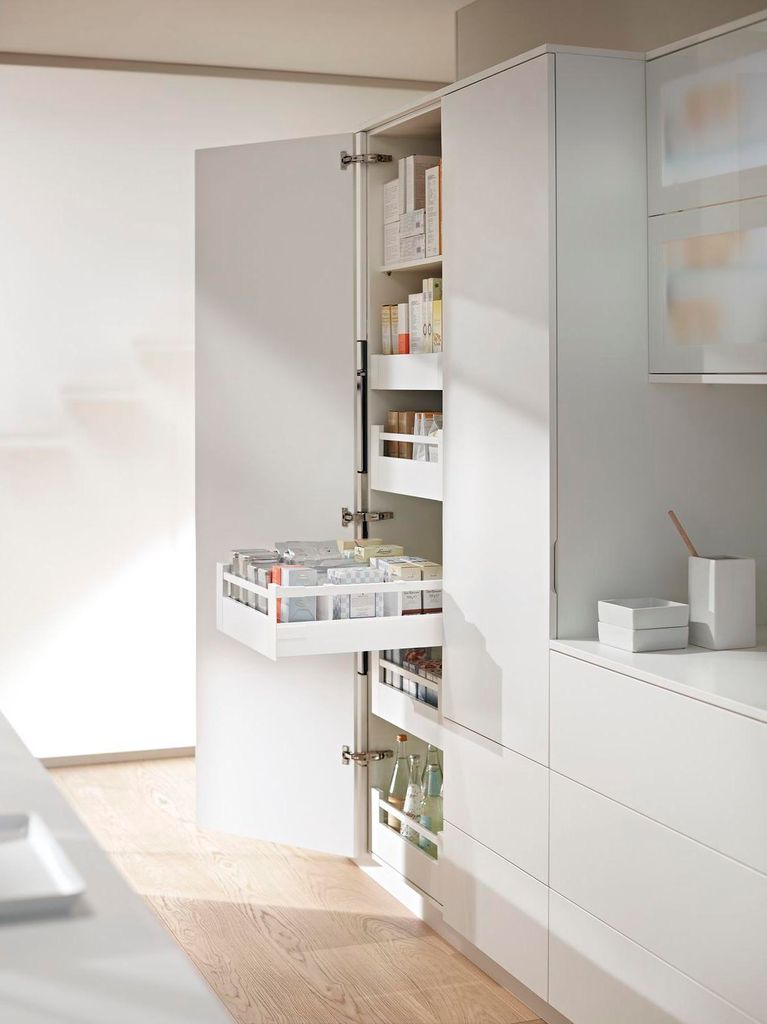 Blum Space Tower Tandembox antaro Schubladen-Set | Mit Reling, 30kg NL500mm, KB 450mm | Seidenweiß