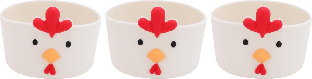 3 Stück Silikon-Stiefel, rutschfeste Schutzhülle, Cartoon-Huhn, Wasserflaschenboden für Flaschen und Tassen, weiß