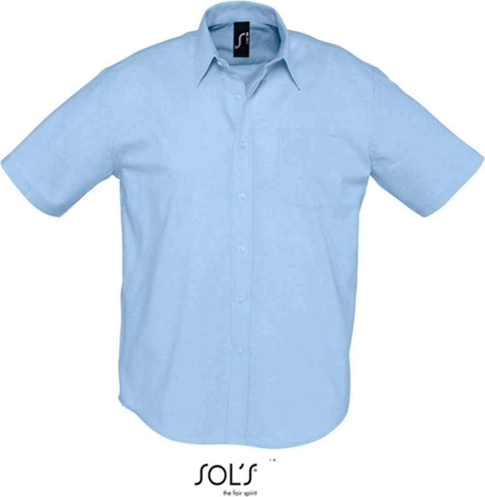 SOL'S Herren Hemd Kurzarm Oxford Oberhemd Shirt Classic Fit Business, Größe:4XL, Farbe:Sky Blue
