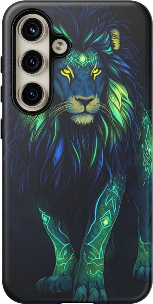 Majestätischer Löwe mit leuchtender Mähne – Handyhülle Kompatibel mit Galaxy S24