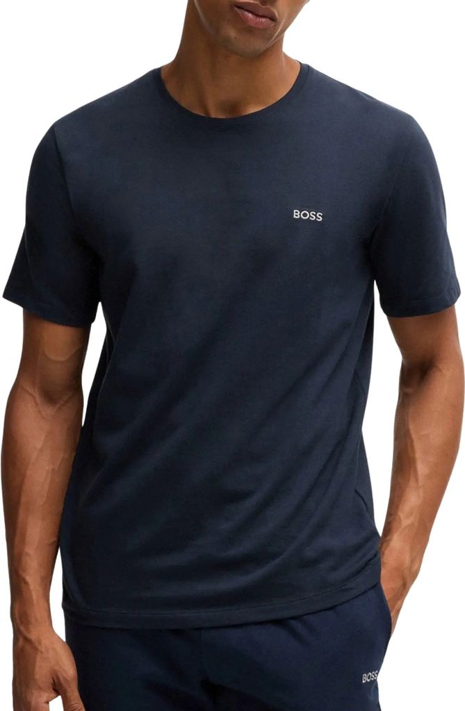 BOSS Loungewear O T-Shirt Mix Match Stretch Baumwolle Logo Stickerei Blau XXL
