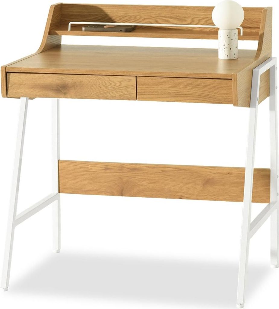 Minimalistischer Schreibtisch RENO – weiß/Eiche