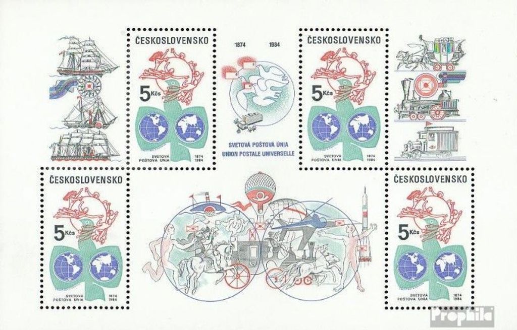 Briefmarken Tschechoslowakei 1984 Mi Block58 (kompl.Ausg.) postfrisch UPU
