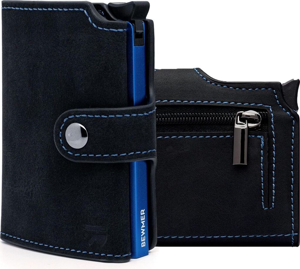 Shielded Slim Wallet mit Münzfach für Herren & Damen | Kartenetui mit Münzfach & RFID-Schutz & Anti-Cloning |für Scheine, Münzen & 9 Kreditkarten