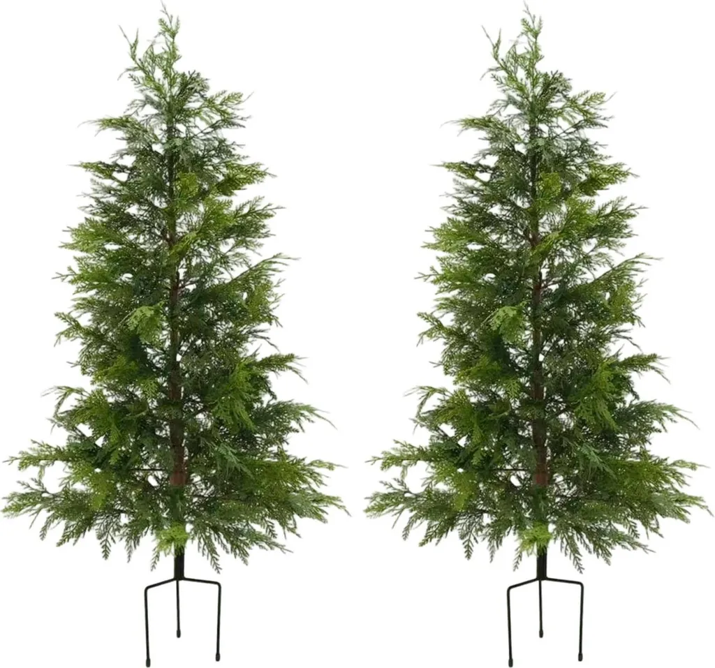 Set 2 Abeti Artificiali Topiari 4XL LED Bianco Latte PE Esterno