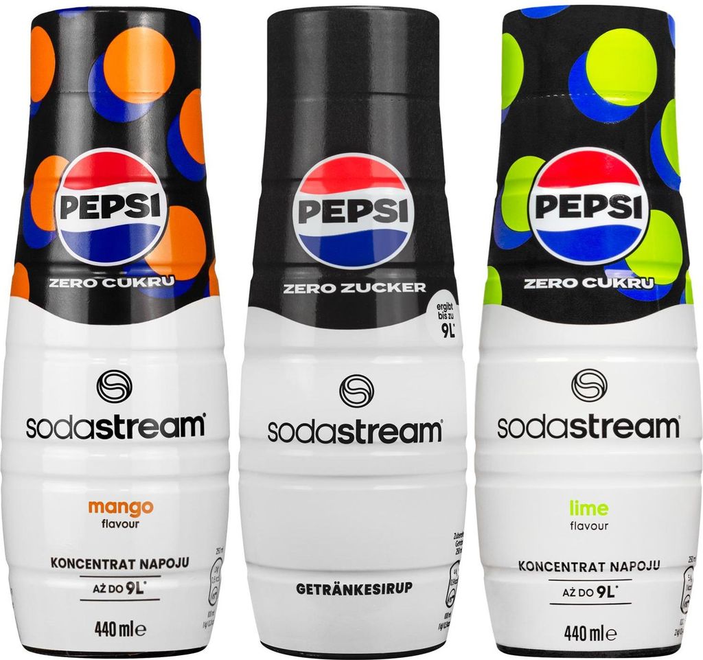 SodaStream Sirup Pepsi MAX, Pepsi Max Lime, Pepsi Max Mango, 440ml, 3 Stück