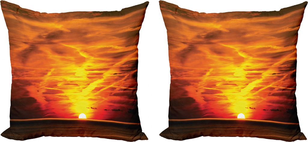 ABAKUHAUS Landschaft Kissenbezug Set (2Stück), Sonnenuntergang über Horizont Meer, doppelseitiges Digitaldruckdekor mit Reißverschluss, 50 cm, O...