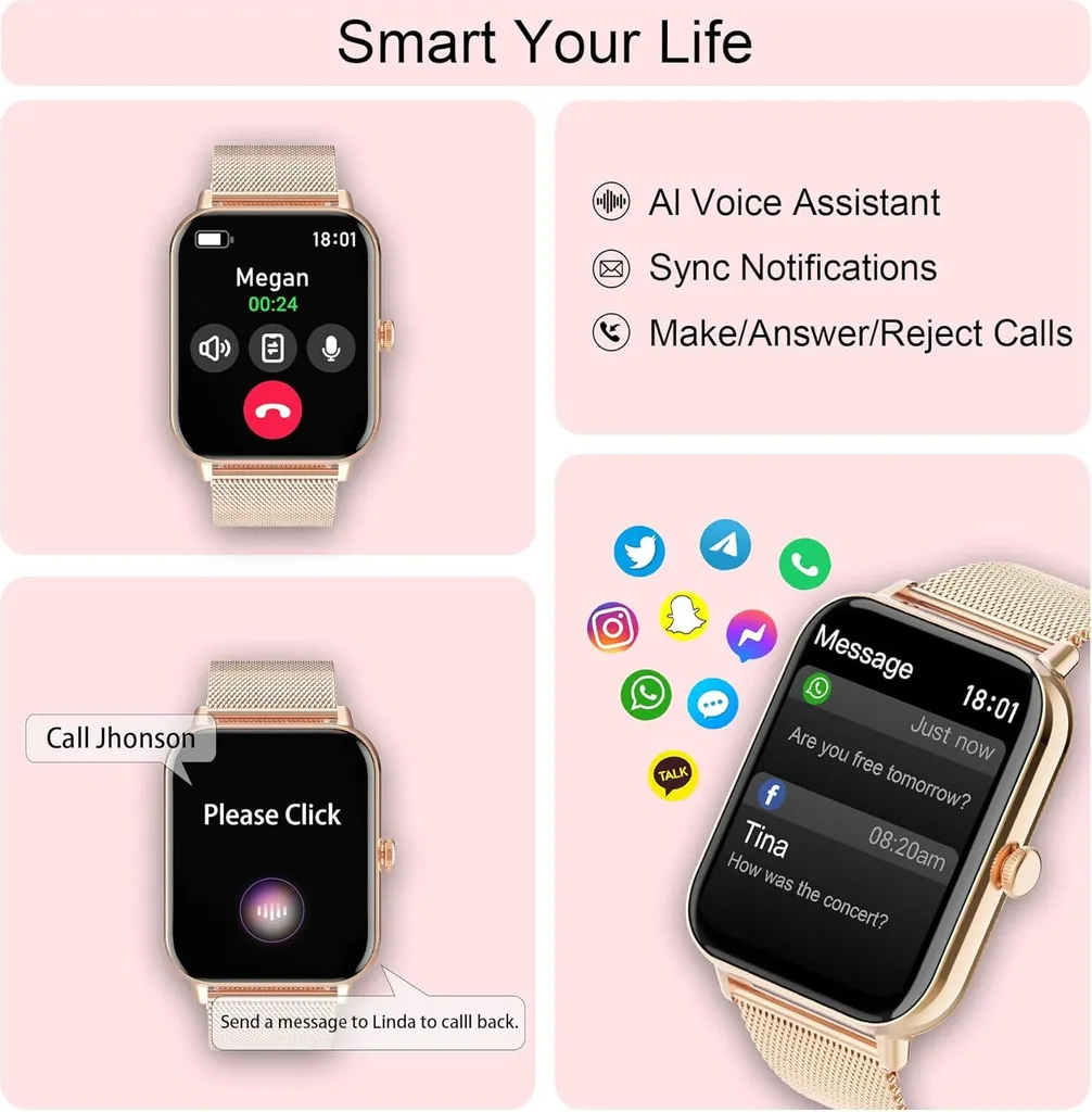 Smartwatch Elegante 1.85" Chiamate Bluetooth e Salute iOS Android - 2