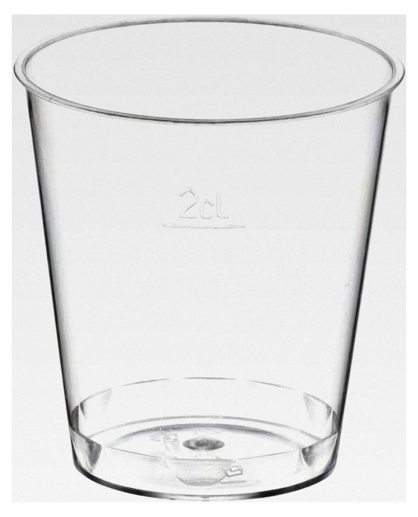 250 Stück Einweg-Schnapsglas 2cl, PS, transparent glasklar