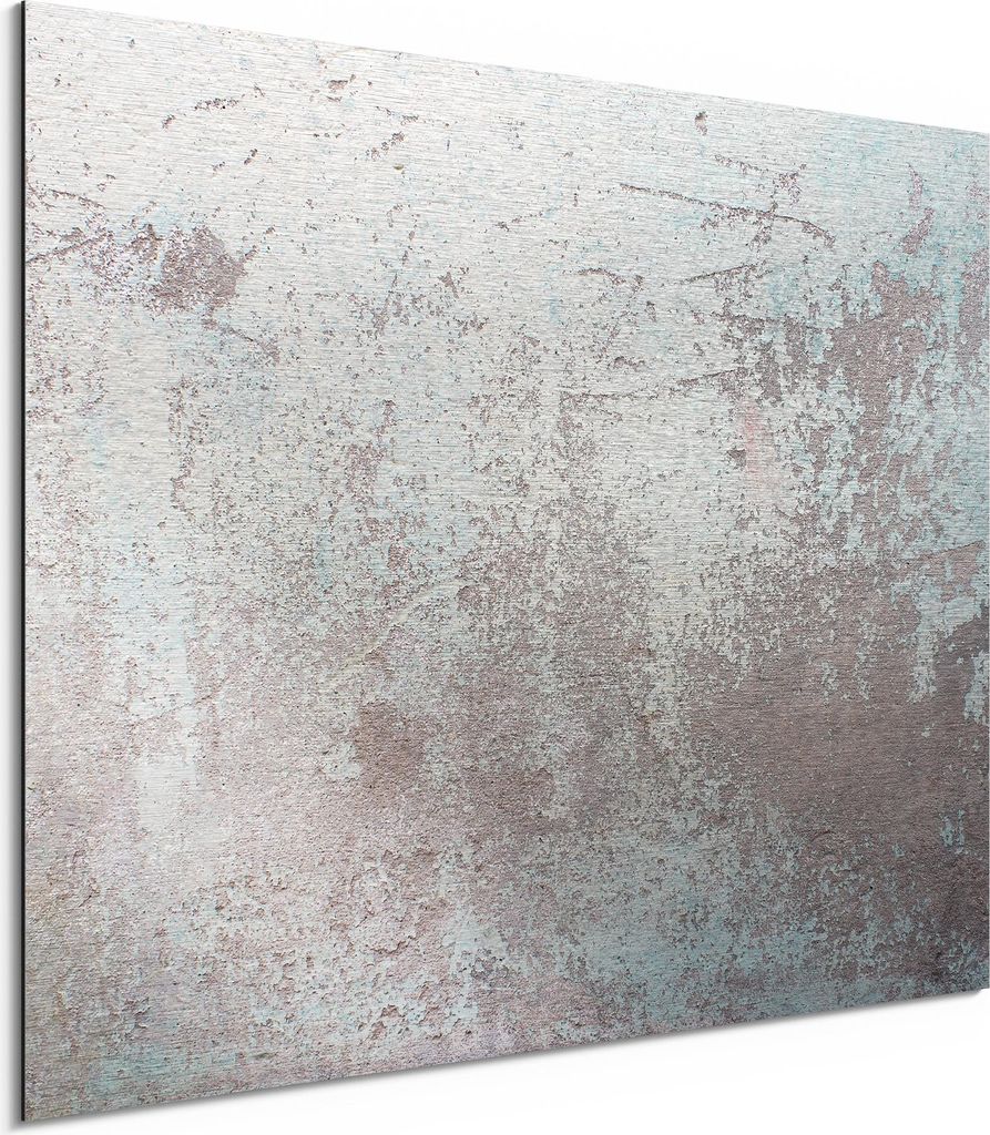 DEQORI Alu-Dibond Bild Silber 80x60 cm 'Vintage Patina' Wandbild Metall dünn Design