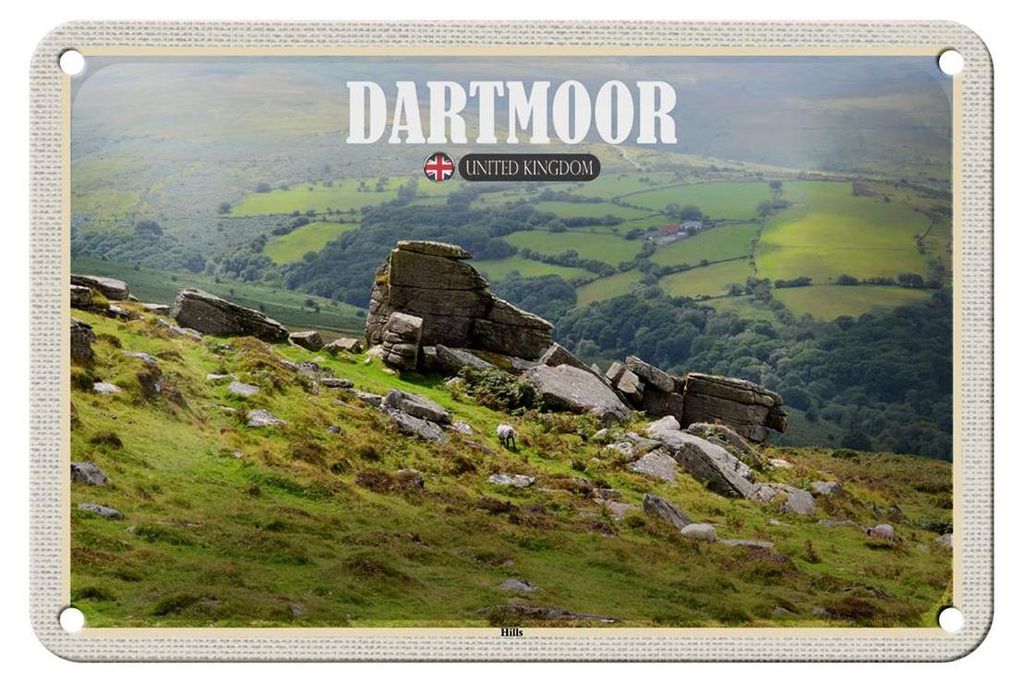 Blechschild Städte Dartmoor Hills UK England 18x12cm Dekoration