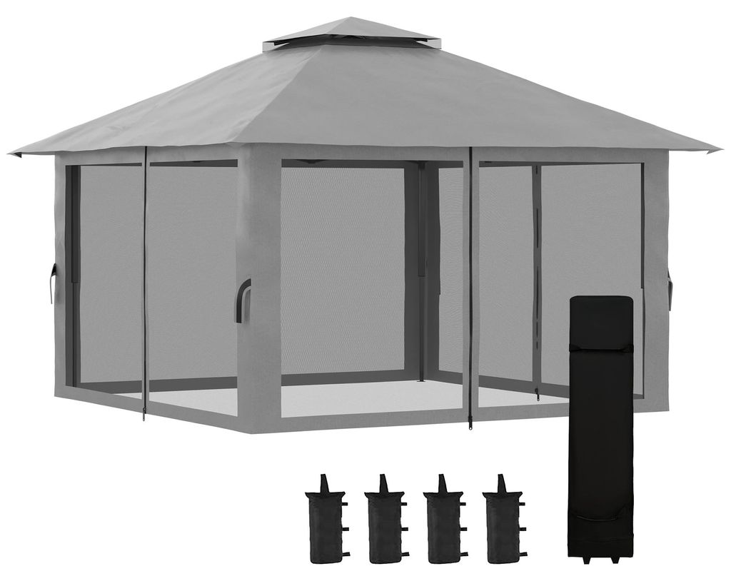 Outsunny Faltpavillon 4 x 4 m, Gartenpavillon mit 4 Produktbild 
