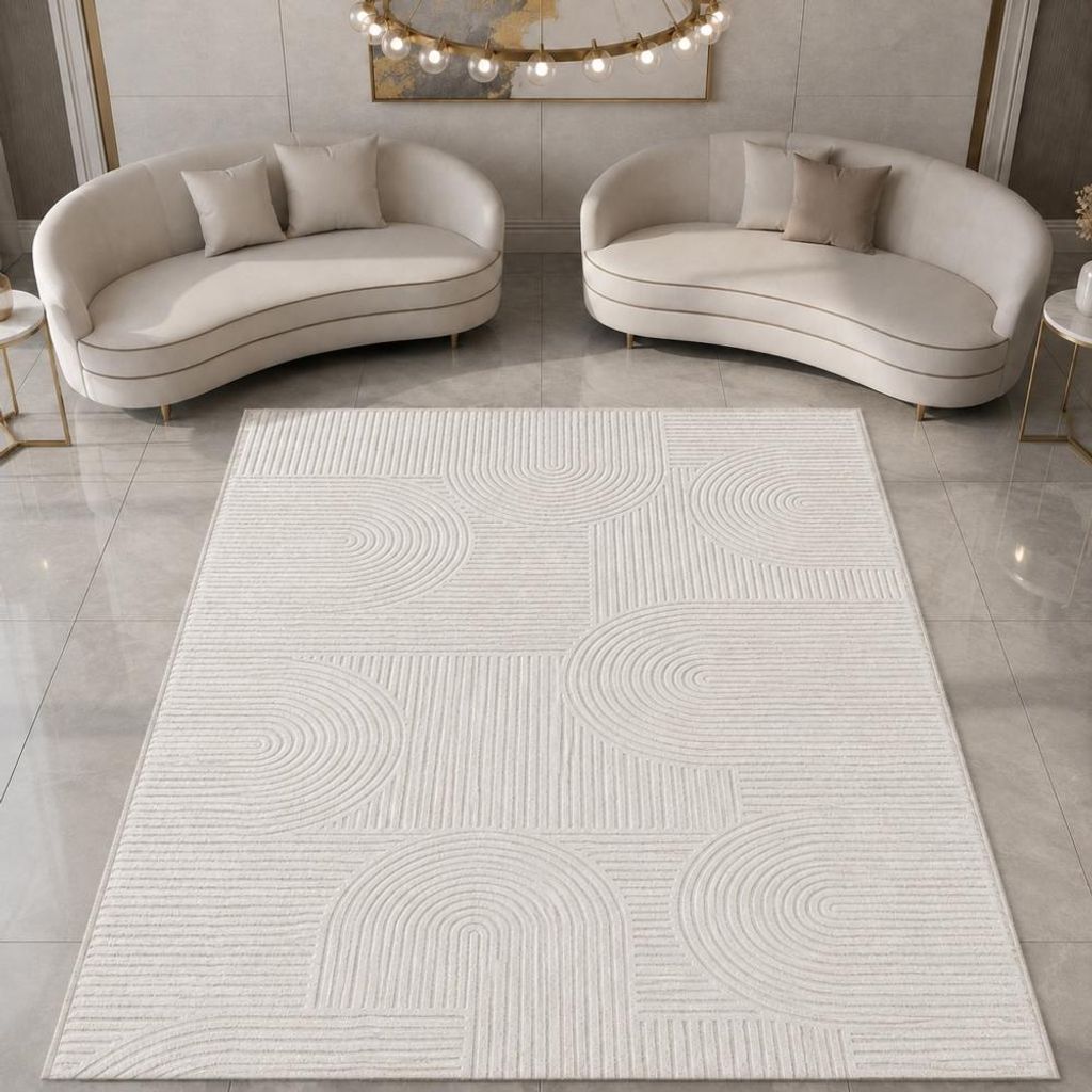 Tappeto color crema, design ornamentale, elegante, ideale Immagine del prodotto 