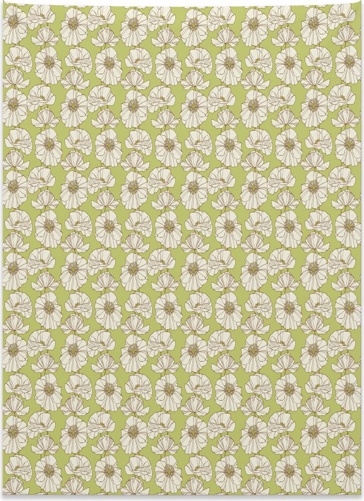Abakuhaus Mohn Wandteppich, Vintage blühende Blume aus Weiches Mikrofaser Stoff Kein Verblassen Klare Farben Waschbar, 110 x 150 cm, Eierschalenfa...
